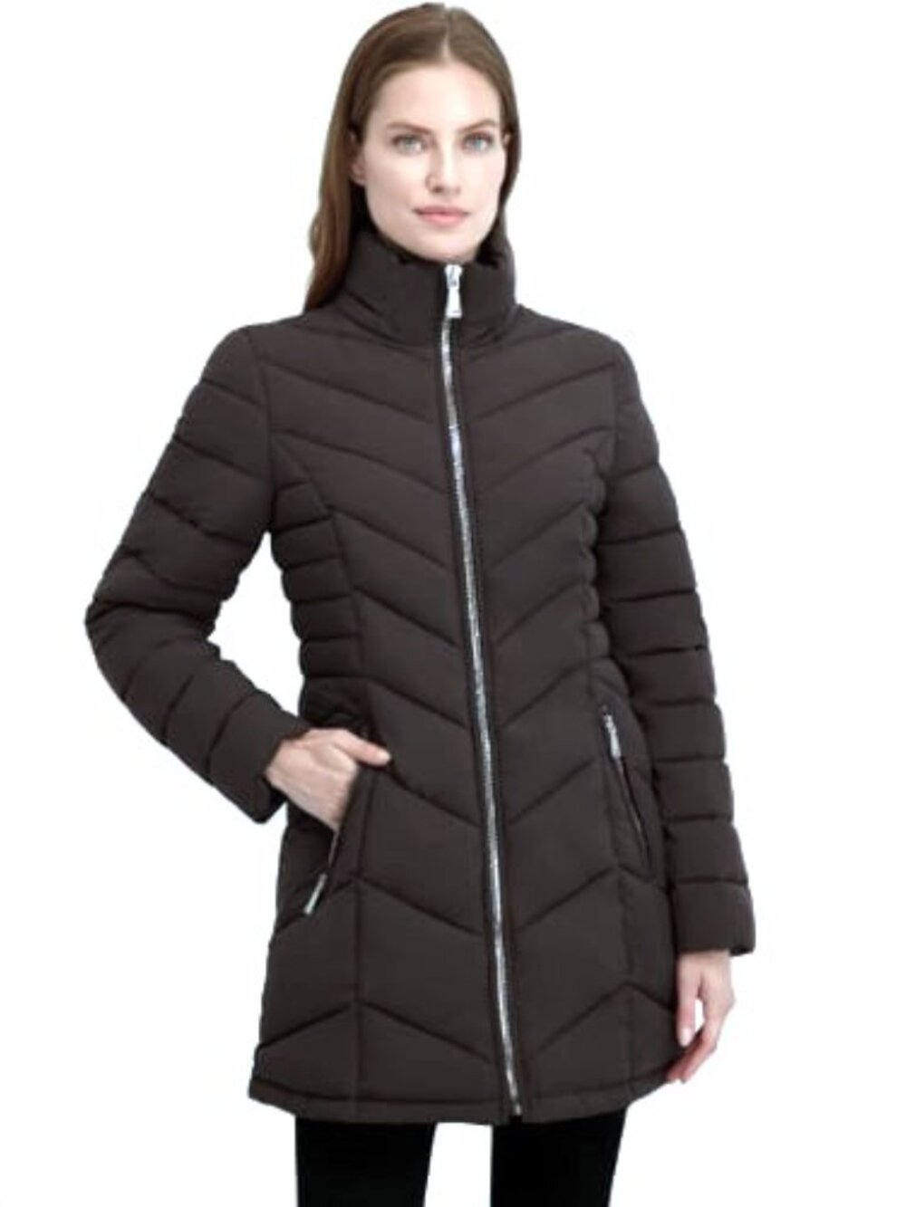 Laundry by Shelli Segal Black Puffer Coat with Zippered Pockets